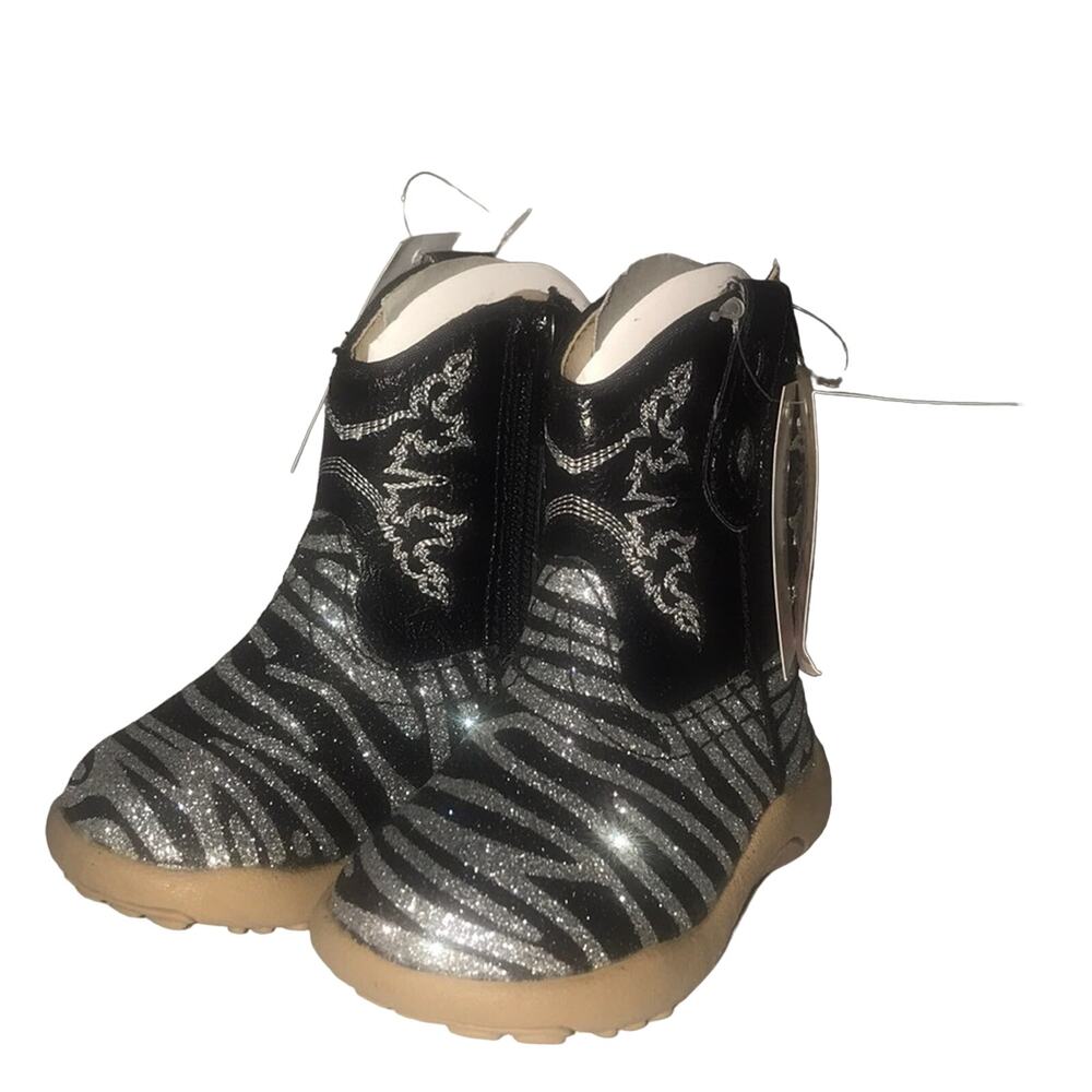 Roper Infant Black & Silver Zebra Cowgirl Boots
